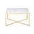 Dohányzóasztal arany színű fehér márvány hatású asztallappal 80x45 cm