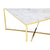 Dohányzóasztal arany színű fehér márvány hatású asztallappal 80x45 cm