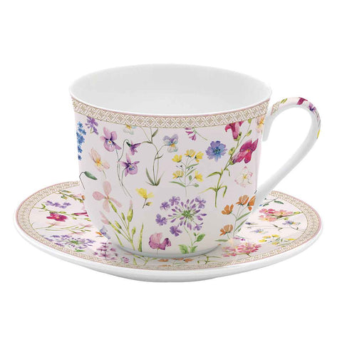 Porcelán reggeliző csésze aljjal Symphonie Florale Bögre Easy Life Design   