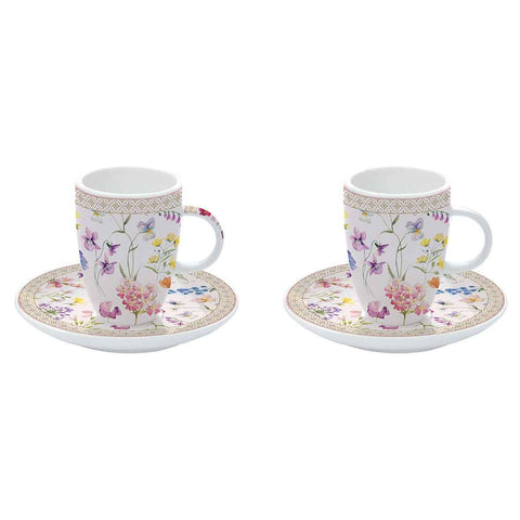 Porcelán eszpresszó kávés csésze két személyes Symphonie Florale Bögre Easy Life Design   