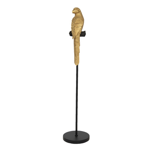 Arany színű papagáj állványon dekorációs kisszobor figura 107 cm Dekoráció figura Clayre&Eef NL   