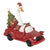 Liba piros autóban vintage karácsonyi dekorációs figura