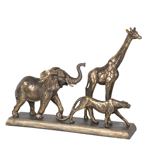Arany színű vonuló afrikai állatok dekorációs kisszobor figura 33 cm Dekoráció figura Clayre&Eef NL   