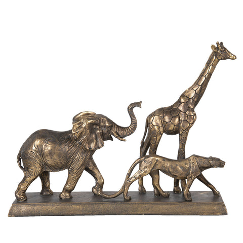 Arany színű vonuló afrikai állatok dekorációs kisszobor figura 33 cm Dekoráció figura Clayre&Eef NL   