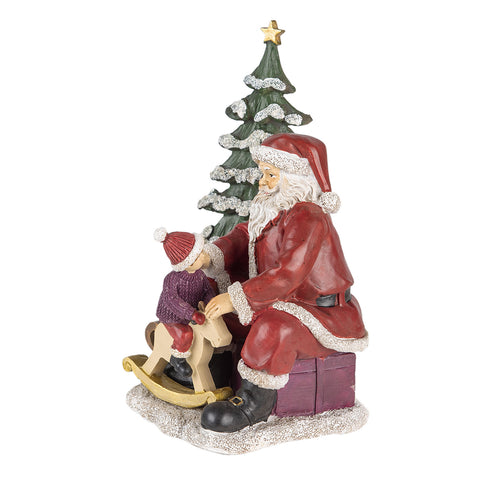 Mikulás kisgyerekkel vintage karácsonyi dekorációs figura Karácsonyi dekoráció Clayre&Eef   