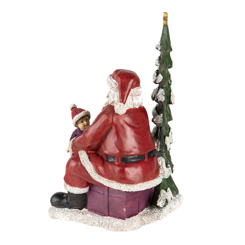 Mikulás kisgyerekkel vintage karácsonyi dekorációs figura Karácsonyi dekoráció Clayre&Eef   