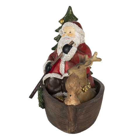 Mikulás csónakban rénszarvassal vintage karácsonyi dekorációs figura Karácsonyi dekoráció Clayre&Eef   