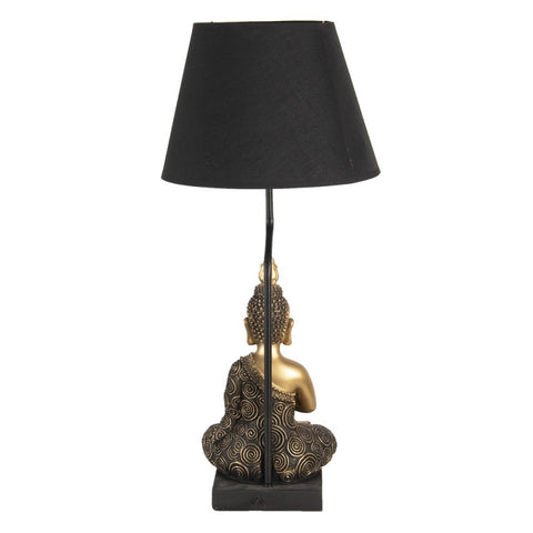 Asztali lámpa arany Buddha szoborral fekete burával 60 cm Asztali lámpa Clayre&Eef NL   