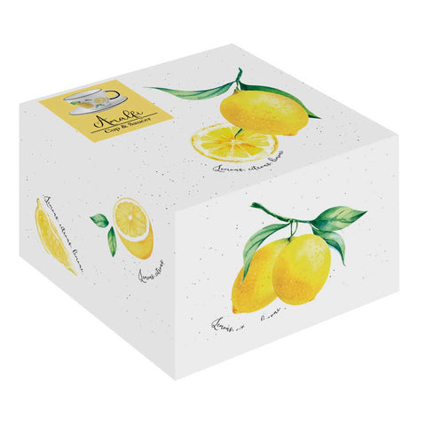 Porcelán citromos teás csésze aljjal Amalfi Tányér, étkészlet Easy Life Design   
