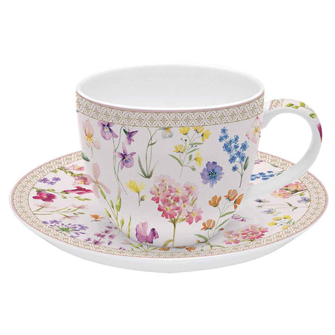 Porcelán teás csésze aljjal Symphonie Florale Bögre Easy Life Design   