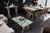 Modern konzolasztal türkiz márvány hatású üveg lappal