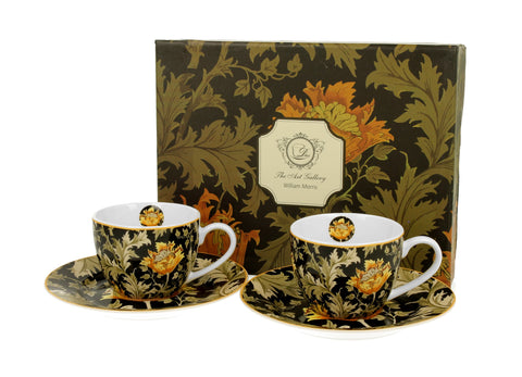 William Morris porcelán eszpresszó kávés csésze szett díszdobozban Chrysanthemum Bögre Duo Gift   