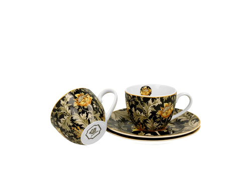 William Morris porcelán eszpresszó kávés csésze szett díszdobozban Chrysanthemum Bögre Duo Gift   